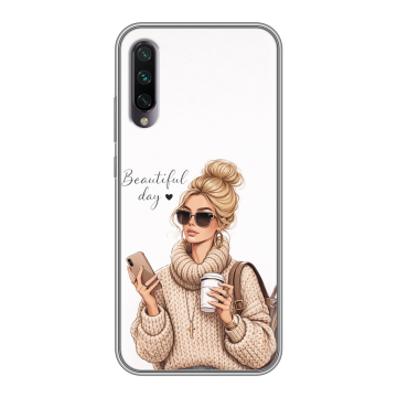 Силиконовый противоударный чехол на Xiaomi Mi A3 с принтом женский Силиконовый противоударный чехол на Xiaomi Mi A3 с принтом женский