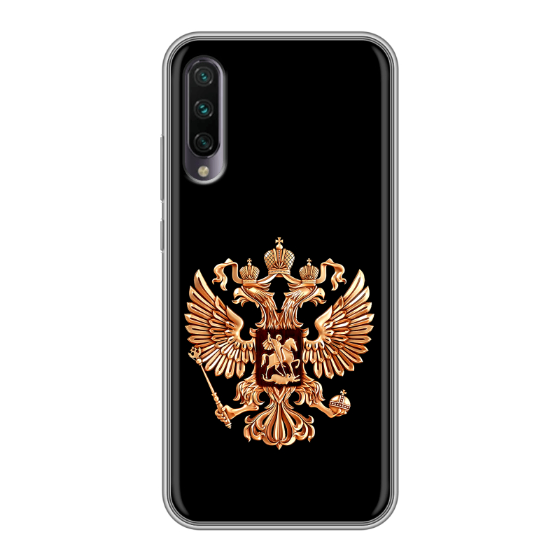 Пластиковый чехол на Xiaomi Mi A3 с принтом Герб России золотой Пластиковый чехол на Xiaomi Mi A3 с принтом Герб России золотой