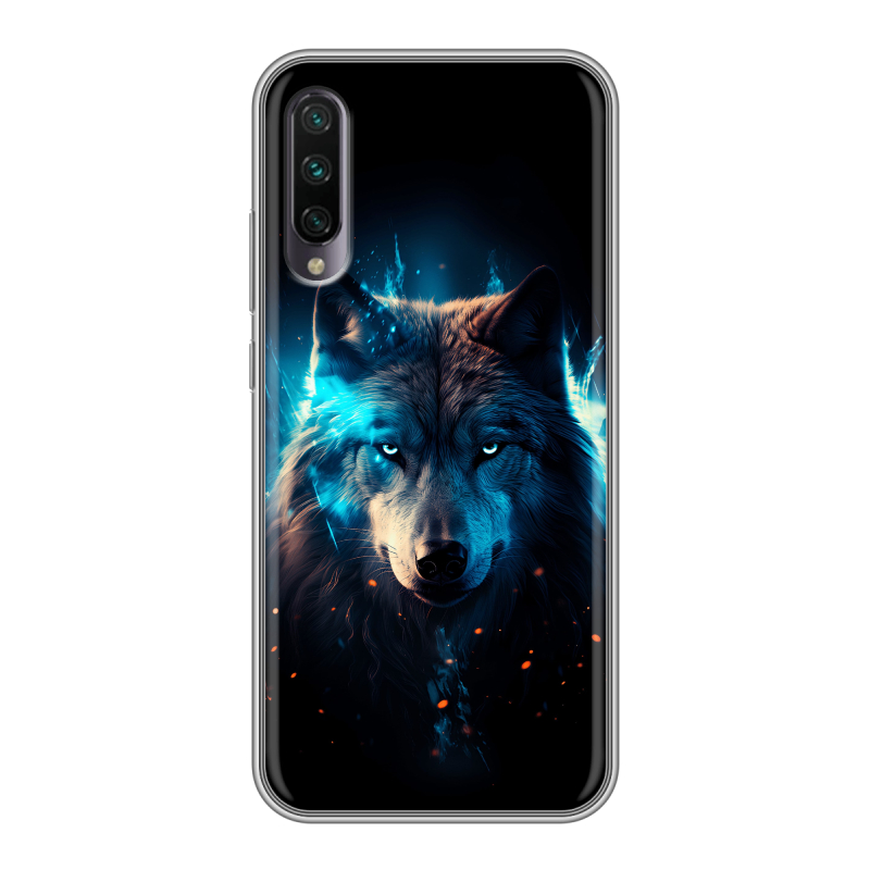 Пластиковый чехол на Xiaomi Mi A3 с принтом Волк ночной Пластиковый чехол на Xiaomi Mi A3 с принтом Волк ночной
