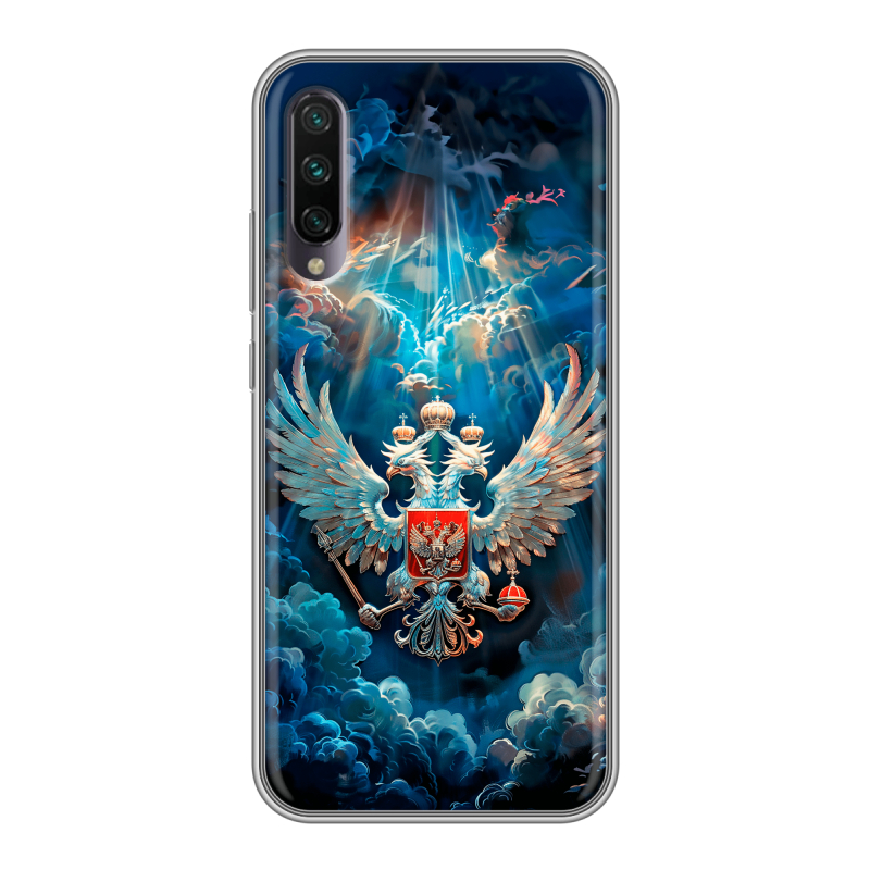 Силиконовый противоударный чехол на Xiaomi Mi A3 с принтом Герб флаг России Силиконовый противоударный чехол на Xiaomi Mi A3 с принтом Герб флаг России