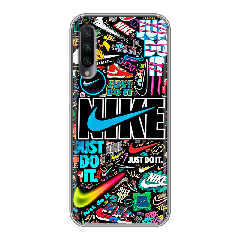 Пластиковый чехол на Xiaomi Mi A3 с принтом найк nike черный Пластиковый чехол на Xiaomi Mi A3 с принтом найк nike черный