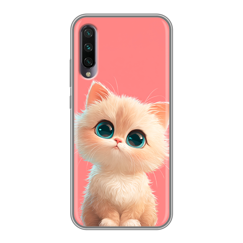 Силиконовый противоударный чехол на Xiaomi Mi A3 с принтом Розовый котенок Силиконовый противоударный чехол на Xiaomi Mi A3 с принтом Розовый котенок