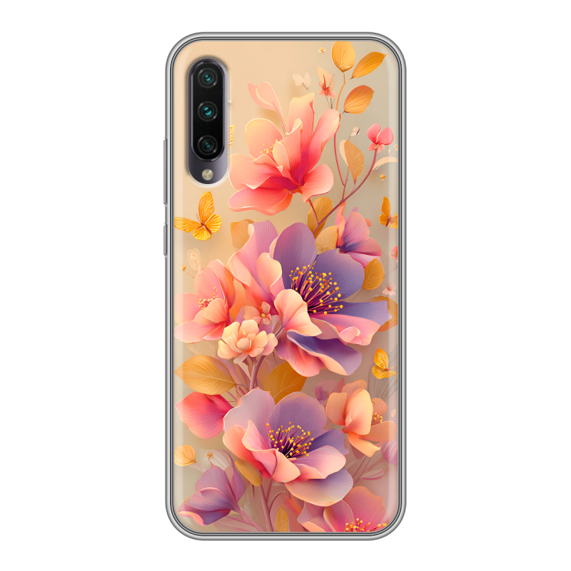 Пластиковый чехол на Xiaomi Mi A3 с принтом Цветы и бабочки Пластиковый чехол на Xiaomi Mi A3 с принтом Цветы и бабочки