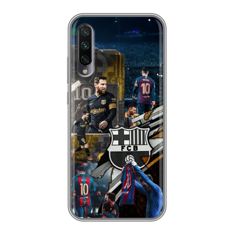 Силиконовый противоударный чехол на Xiaomi Mi A3 с принтом Messi Barcelona Силиконовый противоударный чехол на Xiaomi Mi A3 с принтом Messi Barcelona