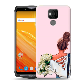 Силиконовый чехол на Ulefone Power 6 с принтом Девушка и букет Силиконовый чехол на Ulefone Power 6 с принтом Девушка и букет