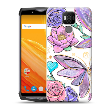 Силиконовый чехол на Ulefone Power 6 с принтом Бабочки и цветы Силиконовый чехол на Ulefone Power 6 с принтом Бабочки и цветы