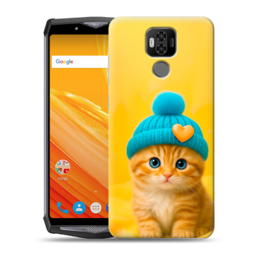 Силиконовый чехол на Ulefone Power 6 с принтом Котенок в шапке Силиконовый чехол на Ulefone Power 6 с принтом Котенок в шапке