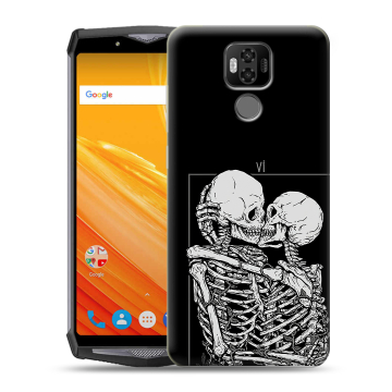Силиконовый чехол на Ulefone Power 6 с принтом Поцелуй скелетов