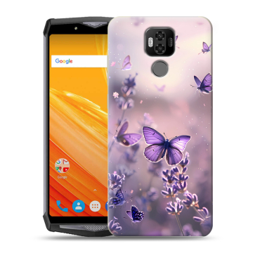 Силиконовый чехол на Ulefone Power 6 с принтом бабочки и лаванда Силиконовый чехол на Ulefone Power 6 с принтом бабочки и лаванда