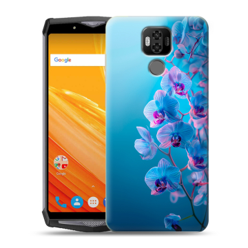 Силиконовый чехол на Ulefone Power 6 с принтом голубые орхидеи Силиконовый чехол на Ulefone Power 6 с принтом голубые орхидеи