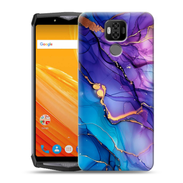 Силиконовый чехол на Ulefone Power 6 с принтом синий мрамор Силиконовый чехол на Ulefone Power 6 с принтом синий мрамор