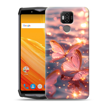 Силиконовый чехол на Ulefone Power 6 с принтом бабочки розовые Силиконовый чехол на Ulefone Power 6 с принтом бабочки розовые