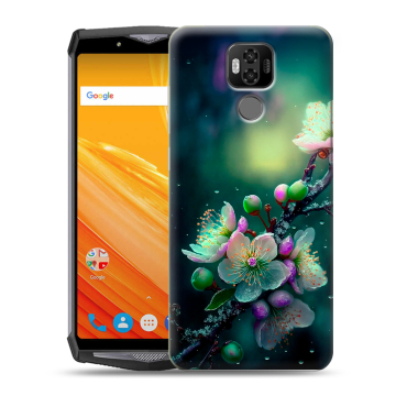 Силиконовый чехол на Ulefone Power 6 с принтом Цветы и мрамор