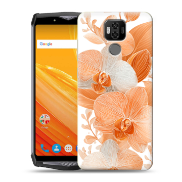 Силиконовый чехол на Ulefone Power 6 с принтом Бежевые цветы