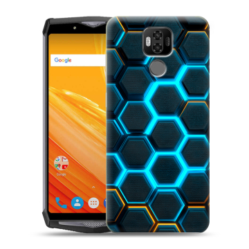 Силиконовый чехол на Ulefone Power 6 с принтом Неоновые соты