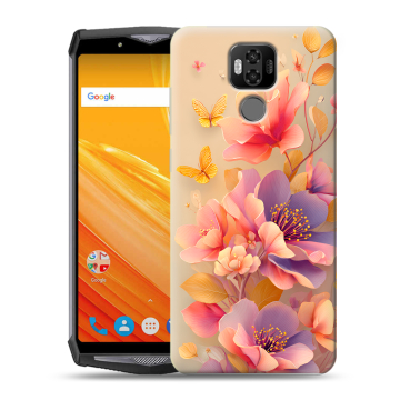 Силиконовый чехол на Ulefone Power 6 с принтом Цветы и бабочки Силиконовый чехол на Ulefone Power 6 с принтом Цветы и бабочки