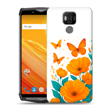 Силиконовый чехол на Ulefone Power 6 с принтом цветы бабочки Силиконовый чехол на Ulefone Power 6 с принтом цветы бабочки