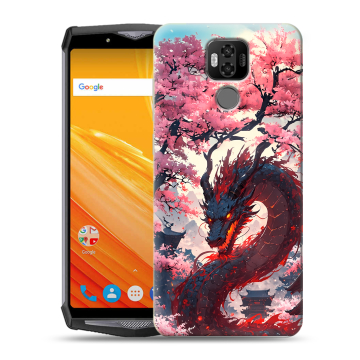 Силиконовый чехол на Ulefone Power 6 с принтом Дракон Японский Силиконовый чехол на Ulefone Power 6 с принтом Дракон Японский