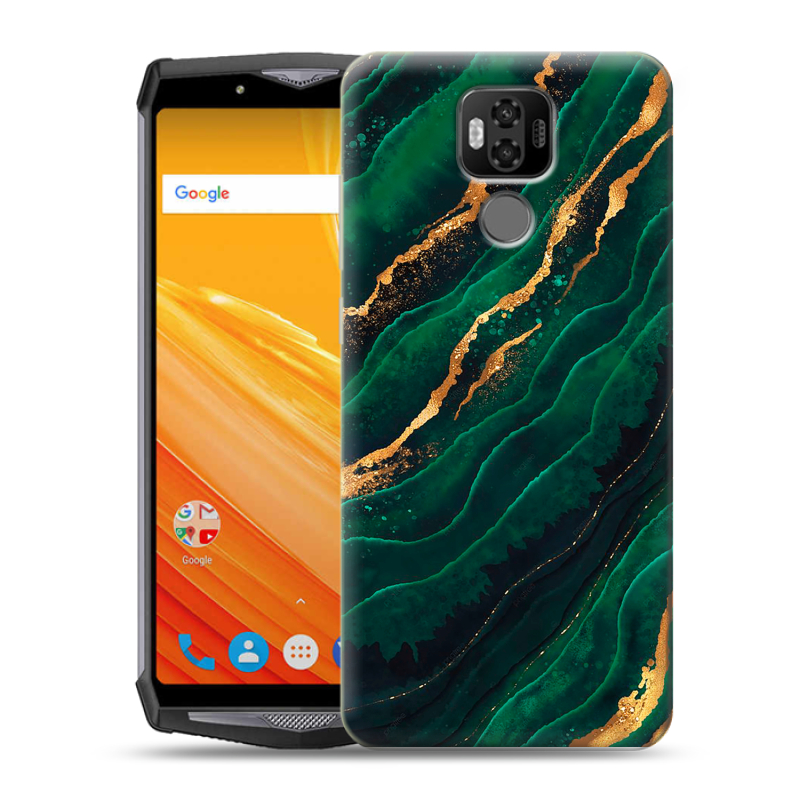 Силиконовый чехол на Ulefone Power 6 с принтом Мрамор зеленое золото Силиконовый чехол на Ulefone Power 6 с принтом Мрамор зеленое золото