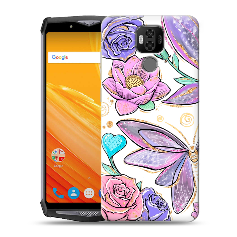 Силиконовый чехол на Ulefone Power 6 с принтом Бабочки и цветы Силиконовый чехол на Ulefone Power 6 с принтом Бабочки и цветы