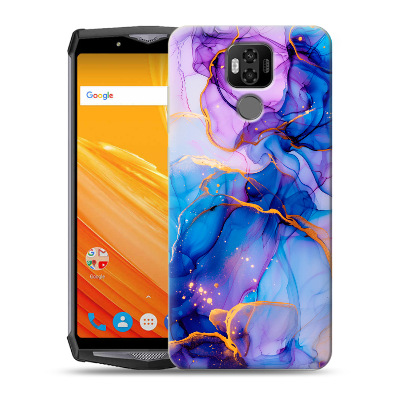 Силиконовый чехол на Ulefone Power 6 с принтом синий мрамор Силиконовый чехол на Ulefone Power 6 с принтом синий мрамор