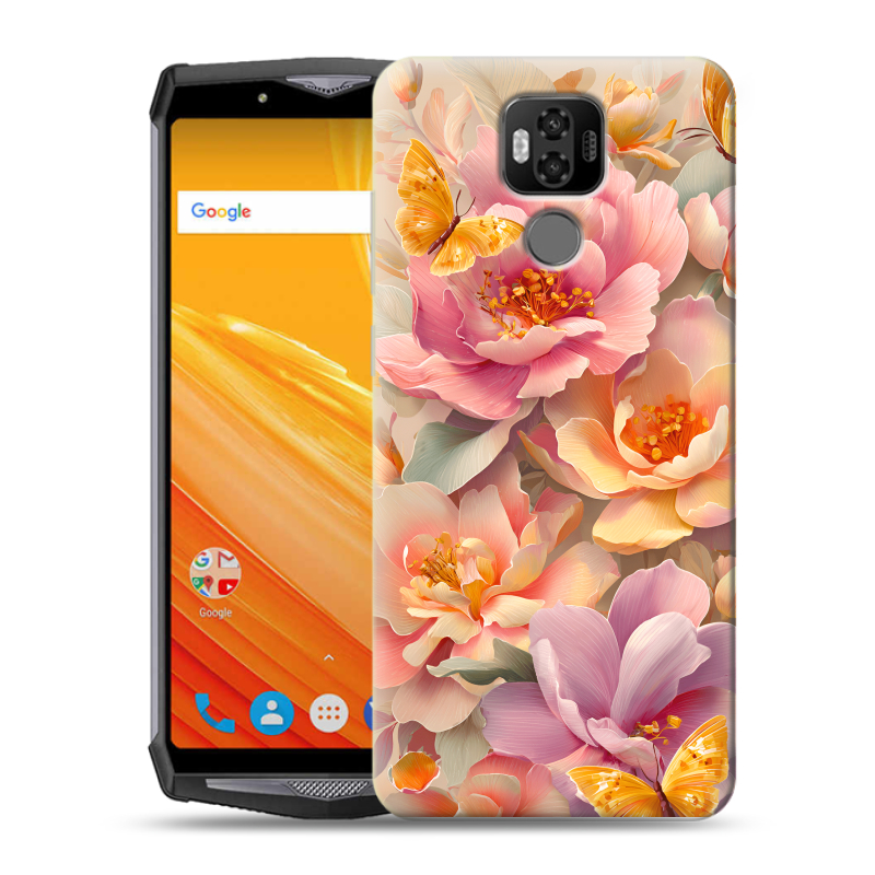 Силиконовый чехол на Ulefone Power 6 с принтом Цветы и бабочки Силиконовый чехол на Ulefone Power 6 с принтом Цветы и бабочки