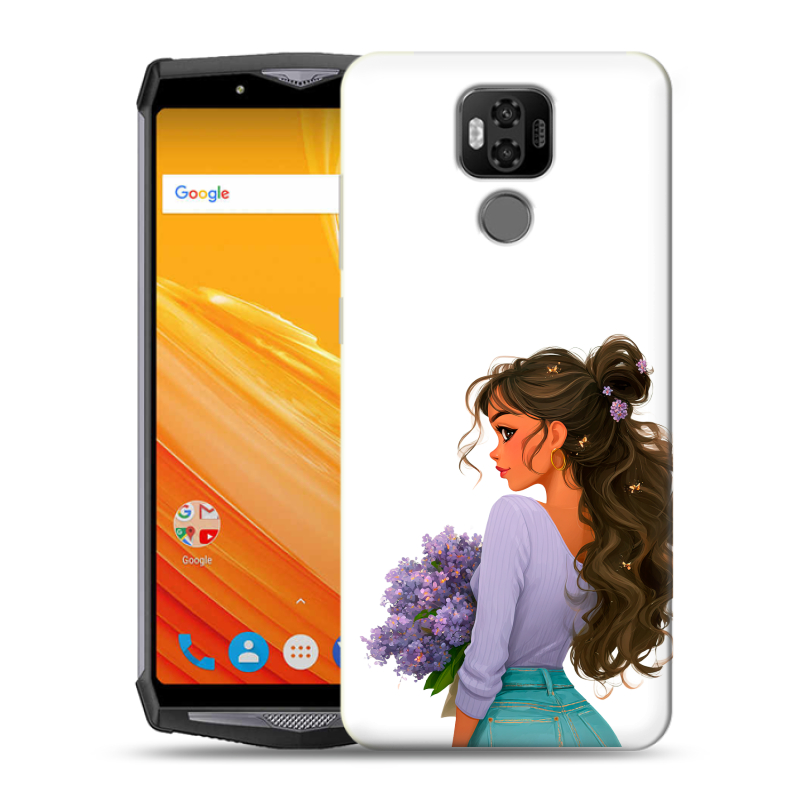 Силиконовый чехол на Ulefone Power 6 с принтом девушка цветы Силиконовый чехол на Ulefone Power 6 с принтом девушка цветы
