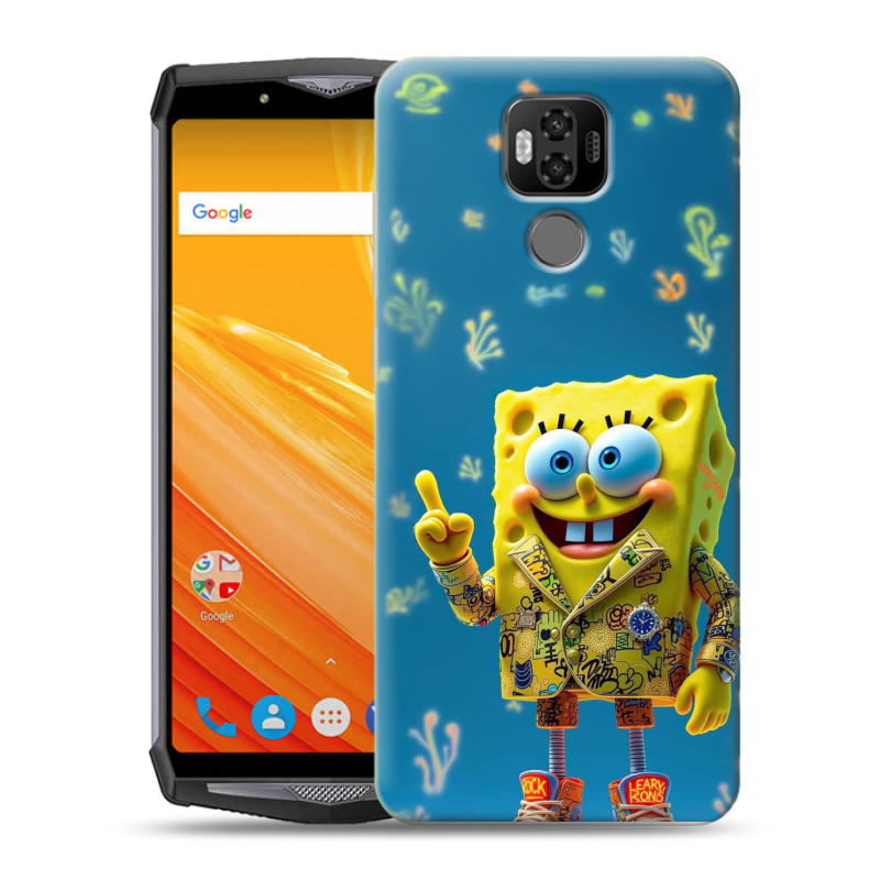 Силиконовый чехол на Ulefone Power 6 с принтом Спанч боб Спанчбоб Силиконовый чехол на Ulefone Power 6 с принтом Спанч боб Спанчбоб