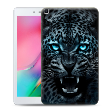 Силиконовый чехол на планшета Samsung Galaxy Tab A 8.0 (2019) с принтом Темный леопард
