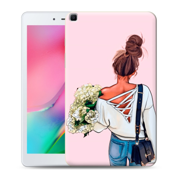 Силиконовый чехол на планшета Samsung Galaxy Tab A 8.0 (2019) с принтом Девушка и букет