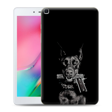 Силиконовый чехол на планшета Samsung Galaxy Tab A 8.0 (2019) с принтом Доберман и пистолет