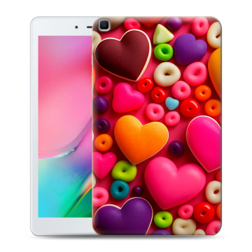 Силиконовый чехол на планшета Samsung Galaxy Tab A 8.0 (2019) с принтом Сердечки