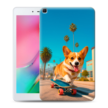 Силиконовый чехол на Samsung Galaxy Tab A 8.0 (2019) с принтом Корги на скейте Силиконовый чехол на Samsung Galaxy Tab A 8.0 (2019) с принтом Корги на скейте