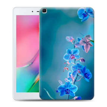 Силиконовый чехол на Samsung Galaxy Tab A 8.0 (2019) с принтом Голубые цветы Силиконовый чехол на Samsung Galaxy Tab A 8.0 (2019) с принтом Голубые цветы
