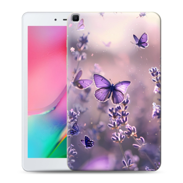 Силиконовый чехол на Samsung Galaxy Tab A 8.0 (2019) с принтом бабочки и лаванда Силиконовый чехол на Samsung Galaxy Tab A 8.0 (2019) с принтом бабочки и лаванда
