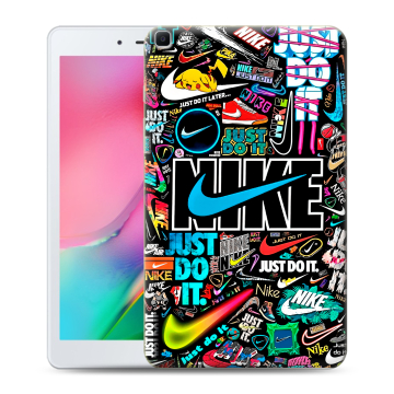 Силиконовый чехол на Samsung Galaxy Tab A 8.0 (2019) с принтом найк nike черный