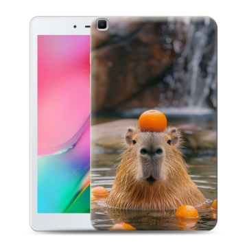 Силиконовый чехол на Samsung Galaxy Tab A 8.0 (2019) с принтом Капибара с апельсином