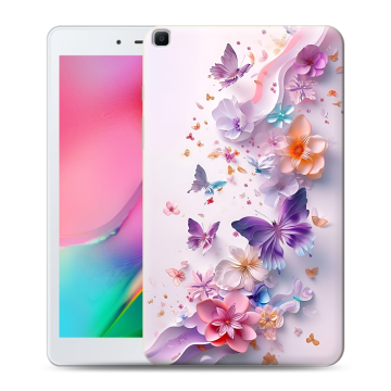 Силиконовый чехол на Samsung Galaxy Tab A 8.0 (2019) с принтом цветы бабочки Силиконовый чехол на Samsung Galaxy Tab A 8.0 (2019) с принтом цветы бабочки