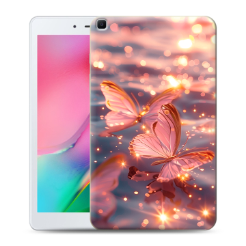 Силиконовый чехол на Samsung Galaxy Tab A 8.0 (2019) с принтом бабочки розовые Силиконовый чехол на Samsung Galaxy Tab A 8.0 (2019) с принтом бабочки розовые