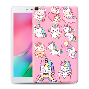 Силиконовый чехол на Samsung Galaxy Tab A 8.0 (2019) с принтом Единороги и радуга