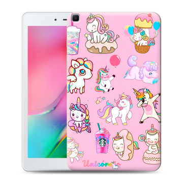 Силиконовый чехол на Samsung Galaxy Tab A 8.0 (2019) с принтом розовые единороги Силиконовый чехол на Samsung Galaxy Tab A 8.0 (2019) с принтом розовые единороги