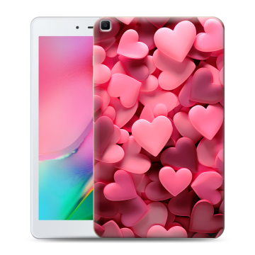 Силиконовый чехол на Samsung Galaxy Tab A 8.0 (2019) с принтом розовые сердечки Силиконовый чехол на Samsung Galaxy Tab A 8.0 (2019) с принтом розовые сердечки