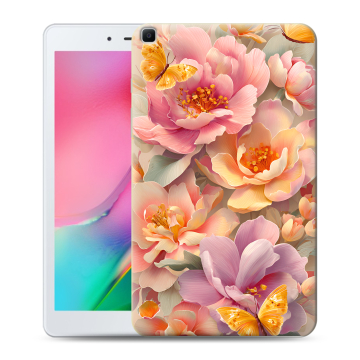 Силиконовый чехол на Samsung Galaxy Tab A 8.0 (2019) с принтом Цветы и бабочки