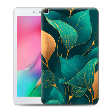 Силиконовый чехол на Samsung Galaxy Tab A 8.0 (2019) с принтом Листья и золото