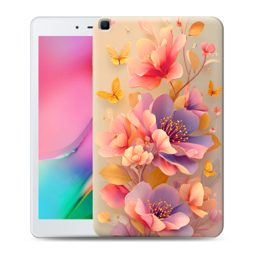 Силиконовый чехол на Samsung Galaxy Tab A 8.0 (2019) с принтом Цветы и бабочки
