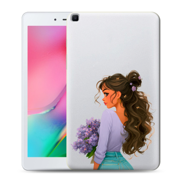 Силиконовый чехол на Samsung Galaxy Tab A 8.0 (2019) с принтом девушка цветы