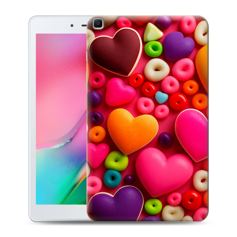 Силиконовый противоударный чехол на Samsung Galaxy Tab A 8.0 (2019) с принтом Сердечки Силиконовый противоударный чехол на Samsung Galaxy Tab A 8.0 (2019) с принтом Сердечки