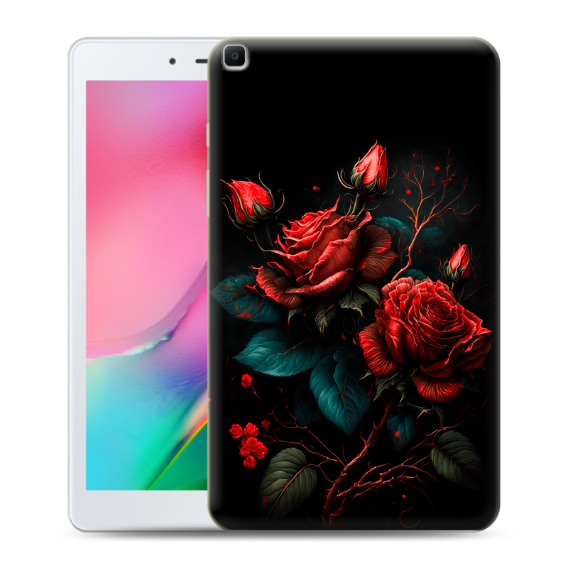 Силиконовый противоударный чехол на Samsung Galaxy Tab A 8.0 (2019) с принтом Розы красные Силиконовый противоударный чехол на Samsung Galaxy Tab A 8.0 (2019) с принтом Розы красные
