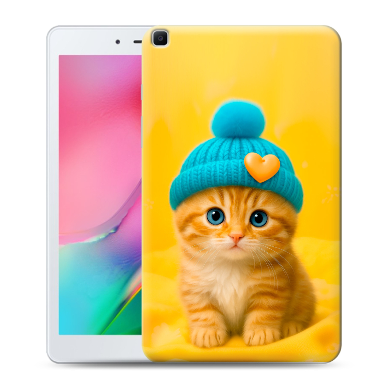 Силиконовый противоударный чехол на Samsung Galaxy Tab A 8.0 (2019) с принтом Котенок в шапке Силиконовый противоударный чехол на Samsung Galaxy Tab A 8.0 (2019) с принтом Котенок в шапке