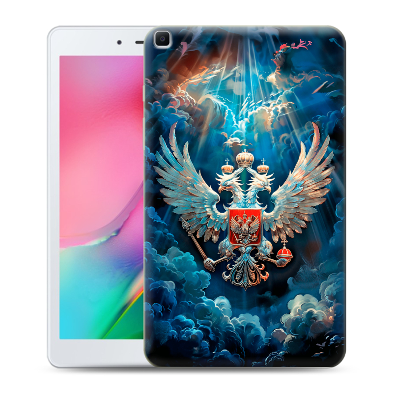 Силиконовый противоударный чехол на Samsung Galaxy Tab A 8.0 (2019) с принтом Герб флаг России Силиконовый противоударный чехол на Samsung Galaxy Tab A 8.0 (2019) с принтом Герб флаг России